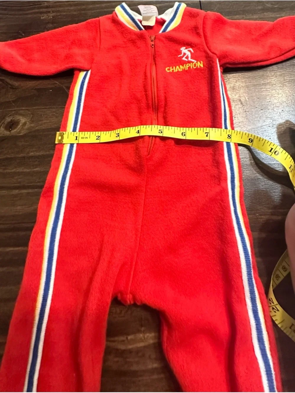 Vintage 1970’s Champion Newborn Red Bodysuit with Stripes